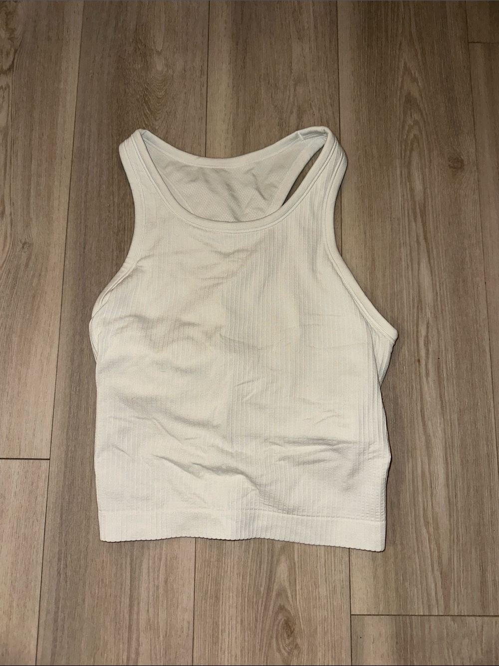 Women's Cream Ribbed Racerback Tank Top